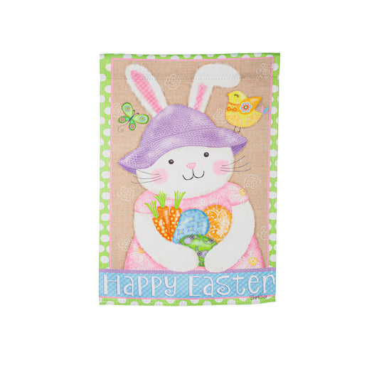 Happy Easter Bunny Garden Flag; Polyester 12.5"x18"