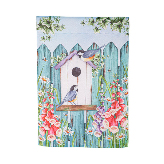 Birdhouse Suede Garden Flag; Polyester 12.5"x18"