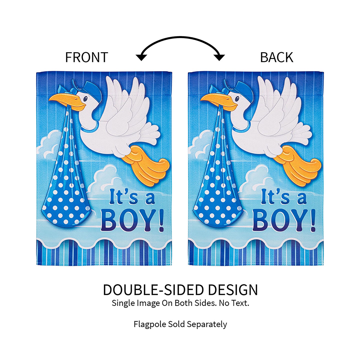 Stork with Special Baby Boy Delivery Suede Garden Flag; Polyester 12.5"x18"