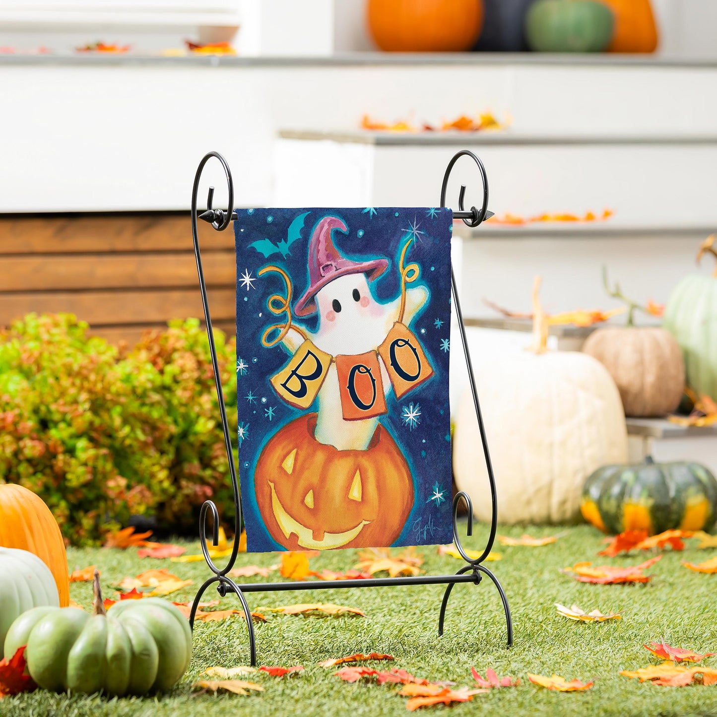 Boo Printed Suede Garden Flag; Polyester 12.5"x18"