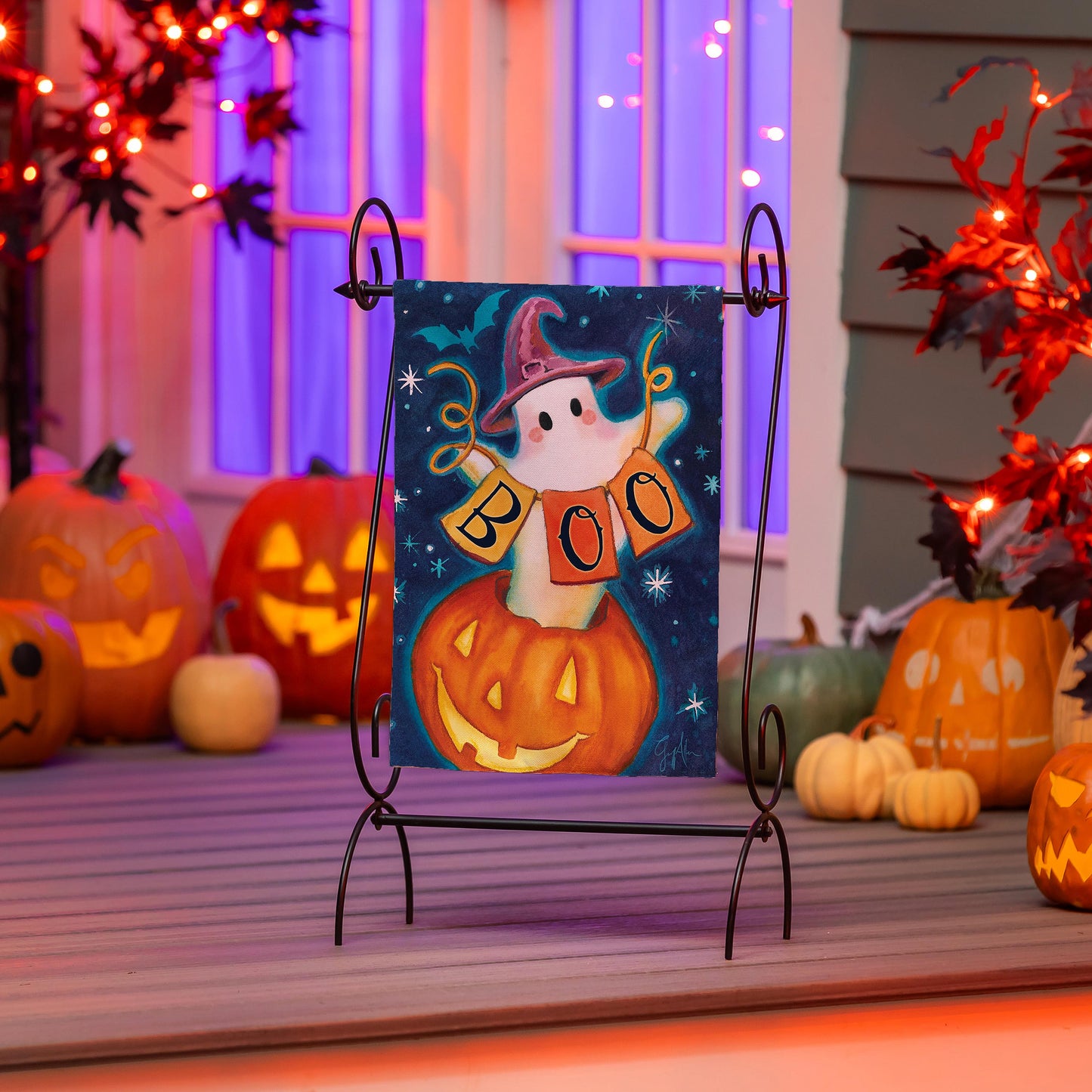 Boo Printed Suede Garden Flag; Polyester 12.5"x18"