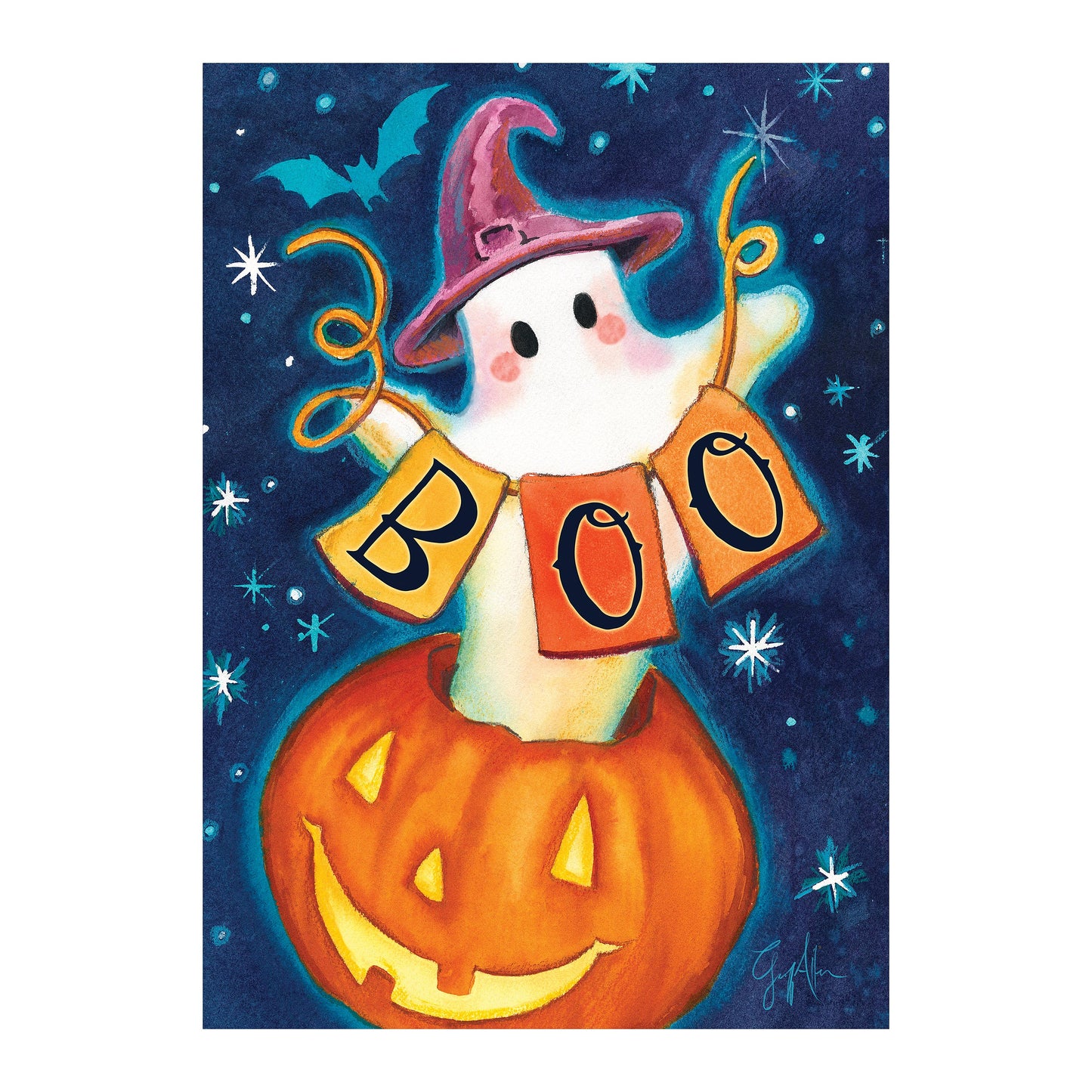 Boo Printed Suede Garden Flag; Polyester 12.5"x18"