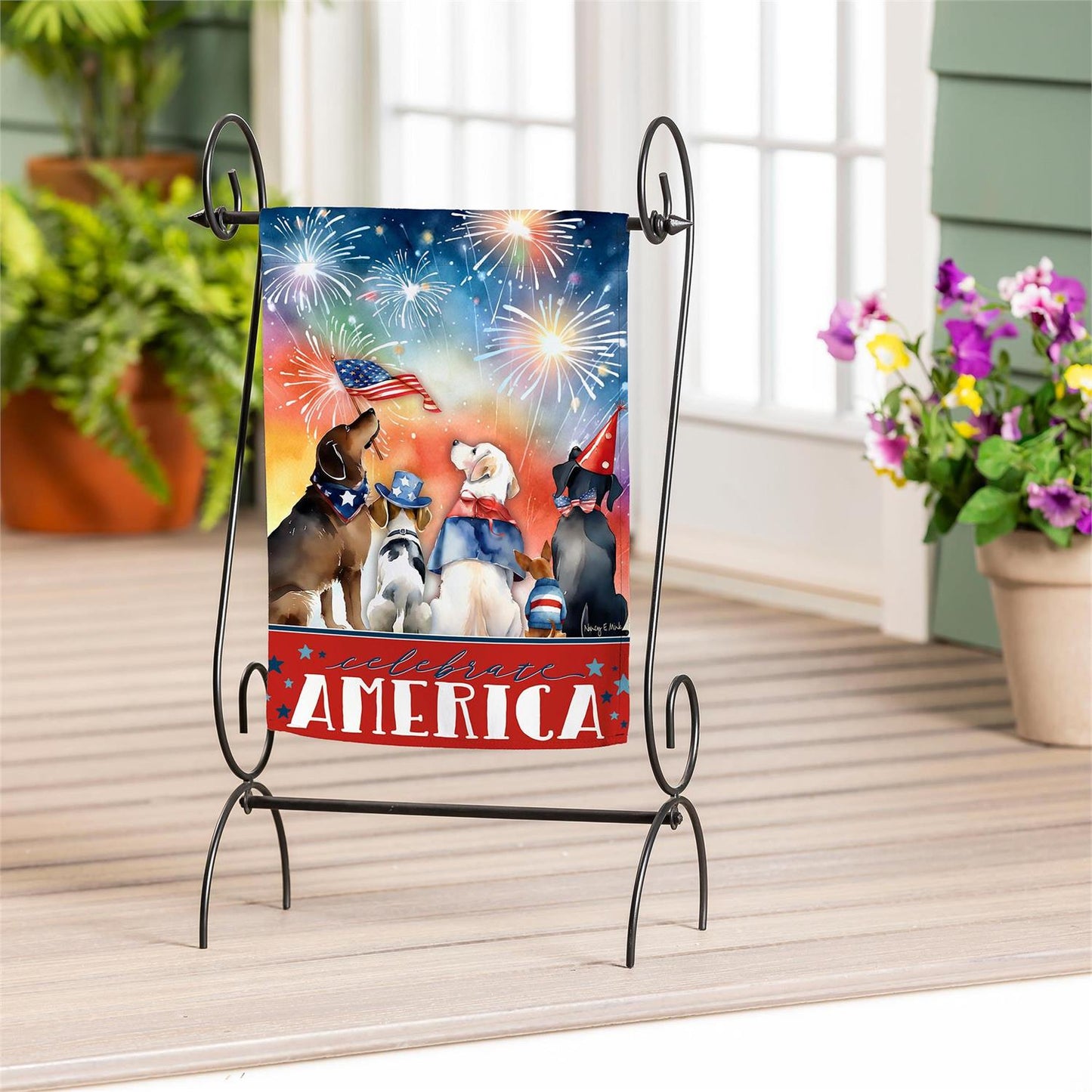 Patriotic Pups Garden Flag