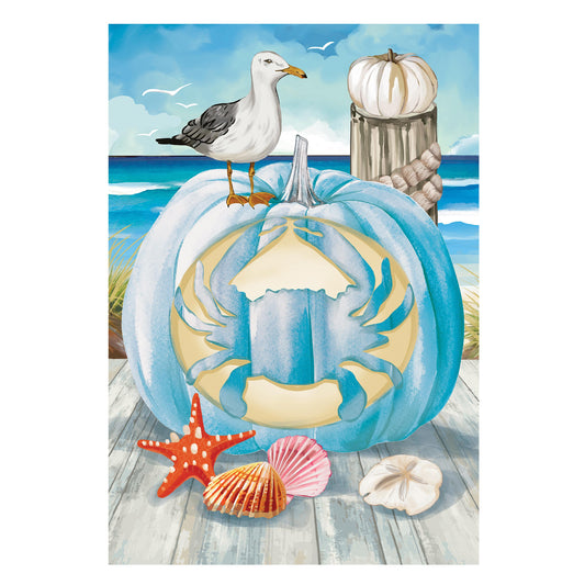 Crab O'Lantern Printed Suede Garden Flag; Polyester 12.5"x18"