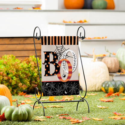 Polka Dots & Stripes Boo Garden Flag