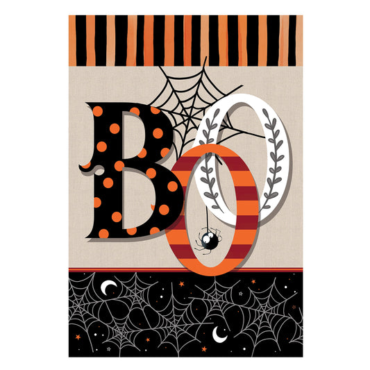 Polka Dots & Stripes Boo Garden Flag