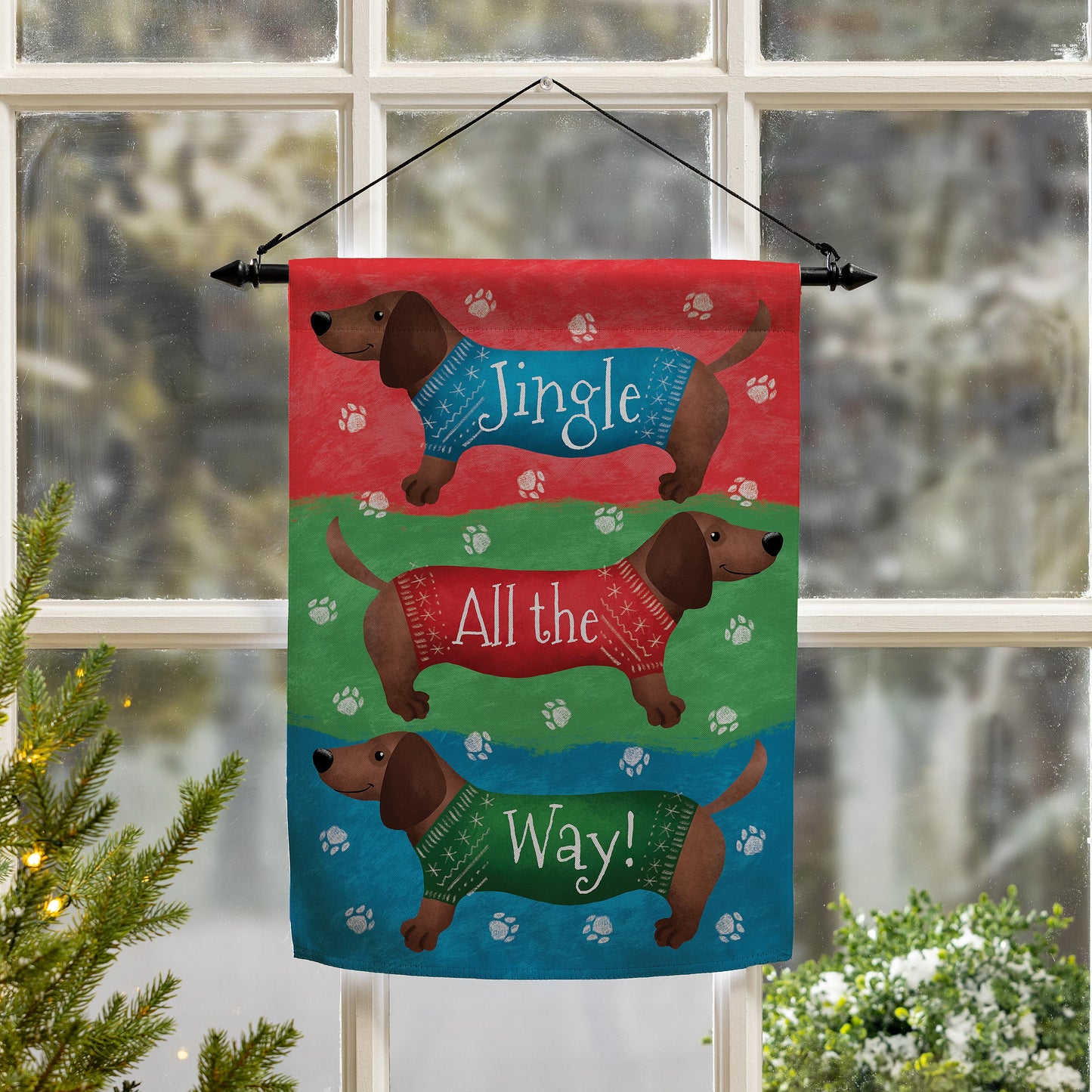 Jingle All the Way Printed Suede Garden Flag; Polyester 12.5"x18"