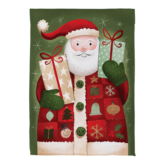 Giving Santa Printed Suede Garden Flag; Polyester 12.5"x18"