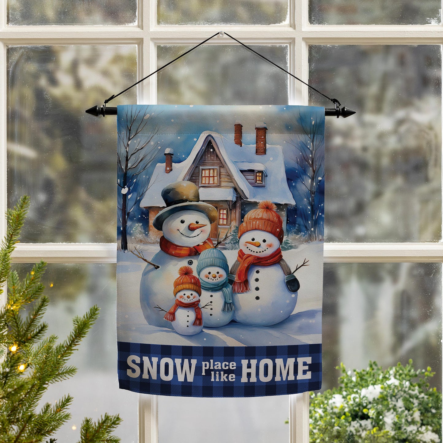 Snow Place Like Home Printed Suede Garden Flag; Polyester 12.5"x18"