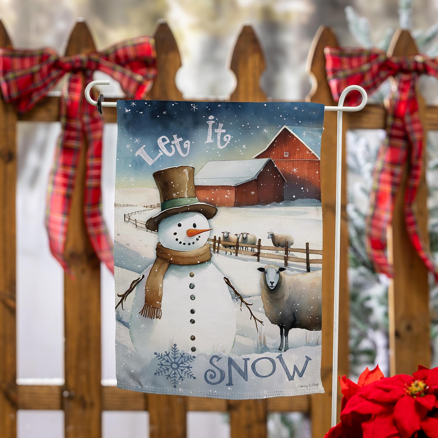 Winter Farm Printed Suede Garden Flag; Polyester 12.5"x18"