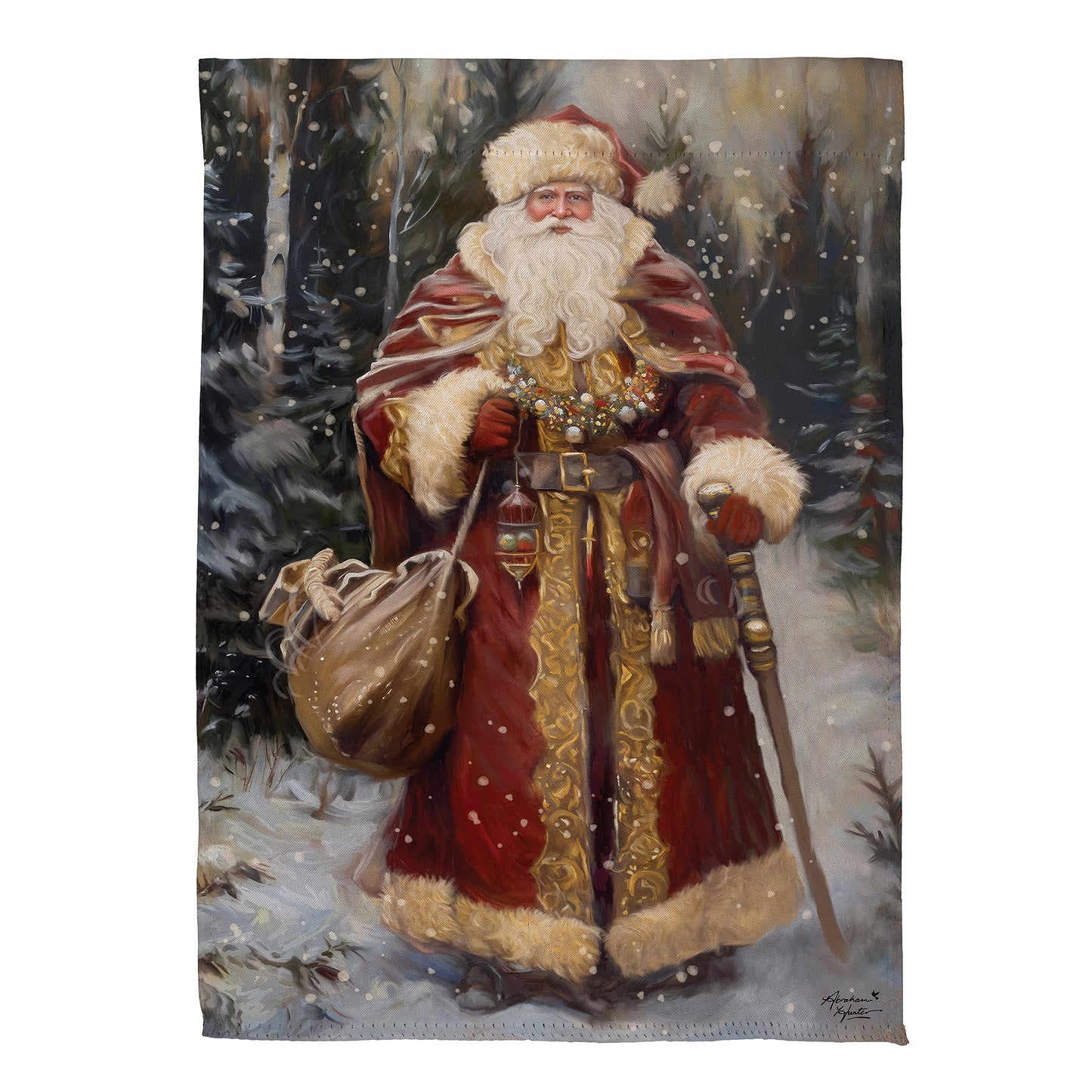 Victorian Santa Printed Suede Garden Flag; Polyester 12.5"x18"