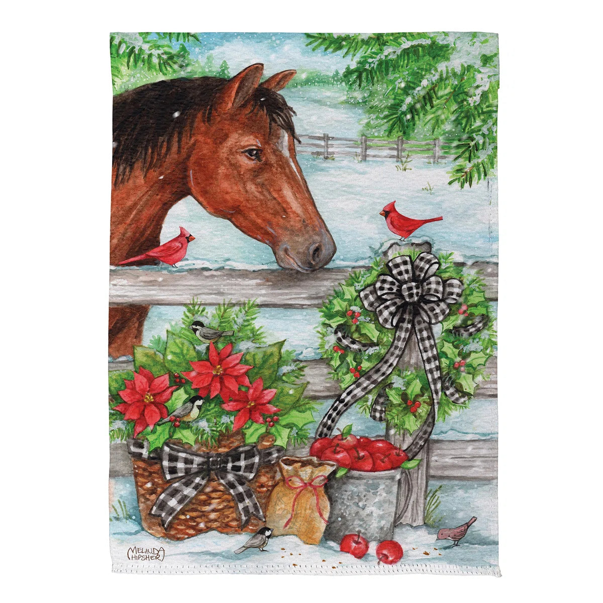 Horse & Cardinal Printed Suede Garden Flag; Polyester 12.5"x18"