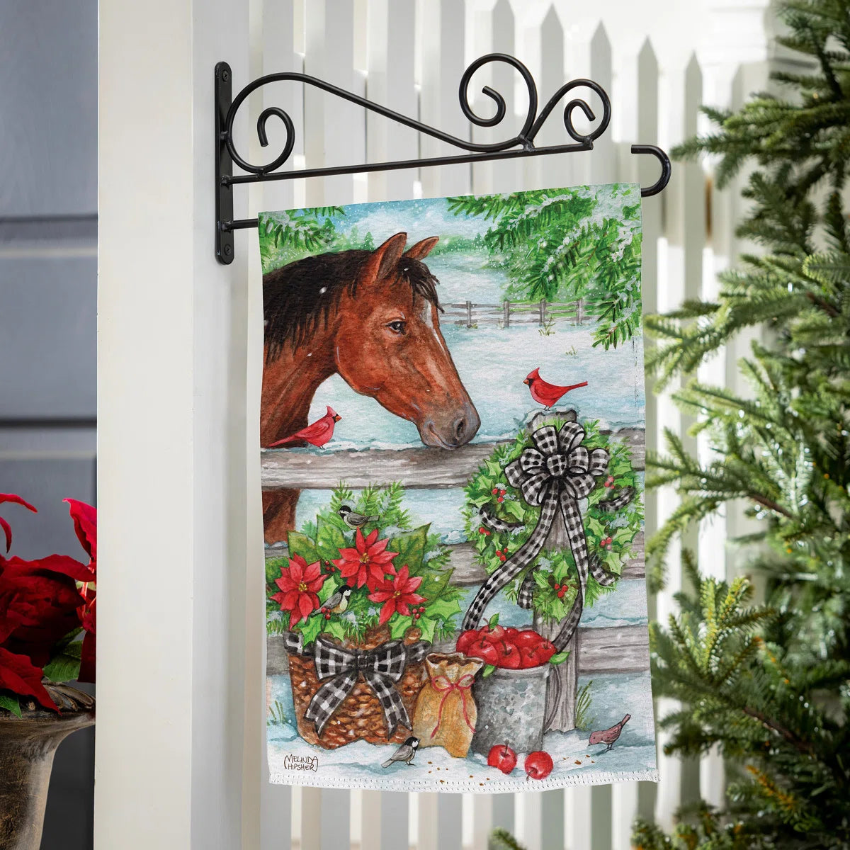 Horse & Cardinal Printed Suede Garden Flag; Polyester 12.5"x18"