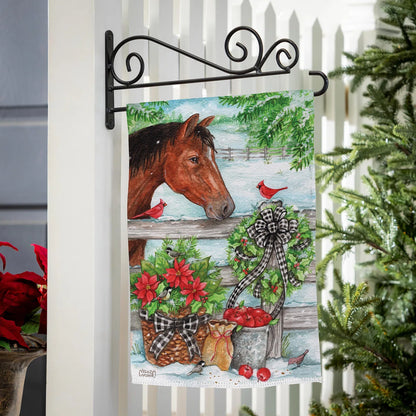 Horse & Cardinal Printed Suede Garden Flag; Polyester 12.5"x18"
