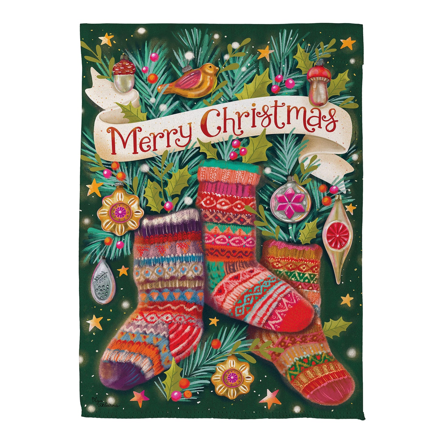 Sock Ornaments Printed Suede Garden Flag; Polyester