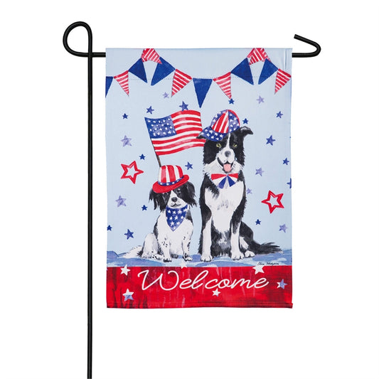 Patriotic Dogs Printed Suede Garden Flag