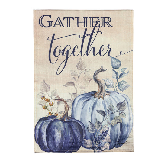 Pumpkin Blues Printed Textured Striation Garden Flag; Polyester 12.5"x18"