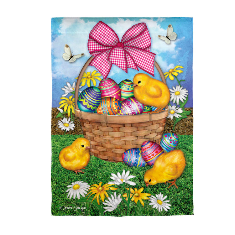Patterned Eggs with Chicks Printed Waffle Suede Garden Flag; Polyester 12.5"x18"