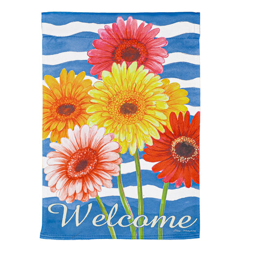 Spring Gerbera Bouquet Printed Suede Garden Flag; Polyester 12.5"x18"