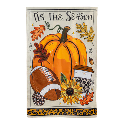 Tis' The Season Fall Applique House Flag; Polyester 28"x44"