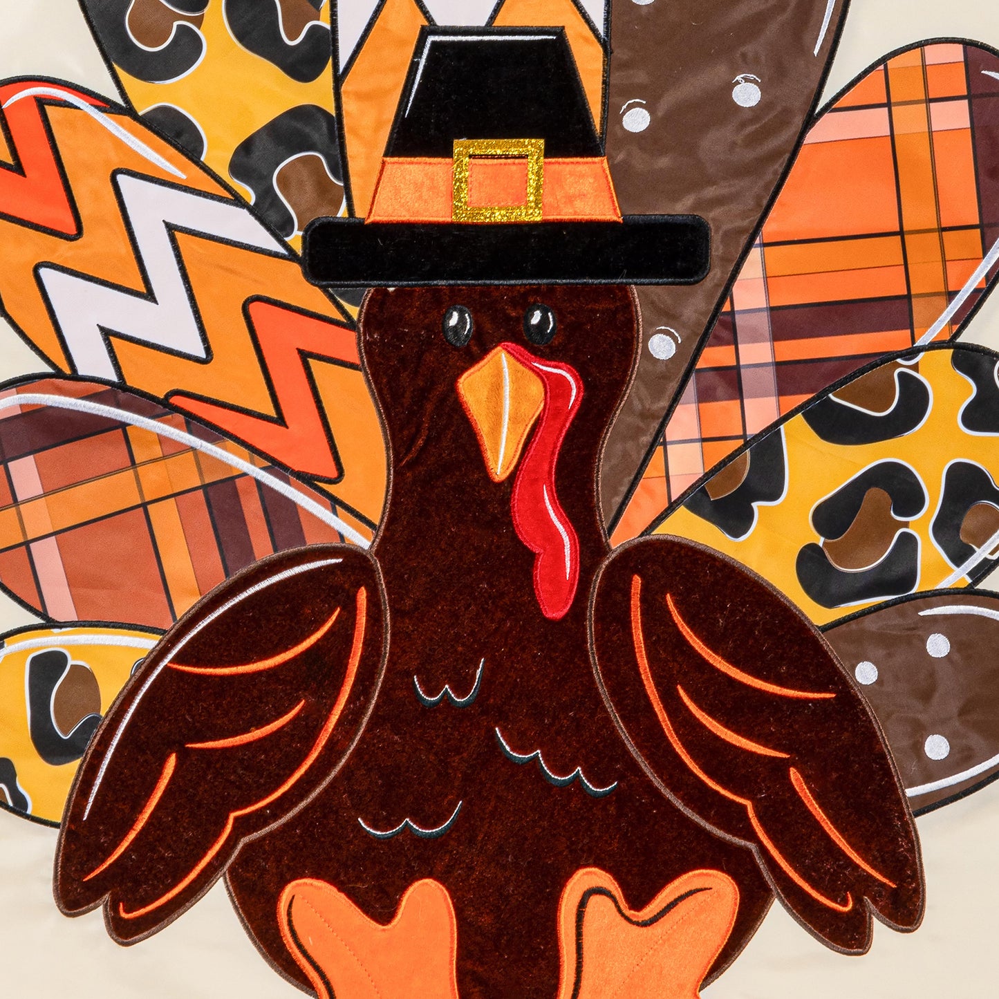Give Thanks Patterned Turkey Printed/Applique House Flag; Polyester 28"x44"