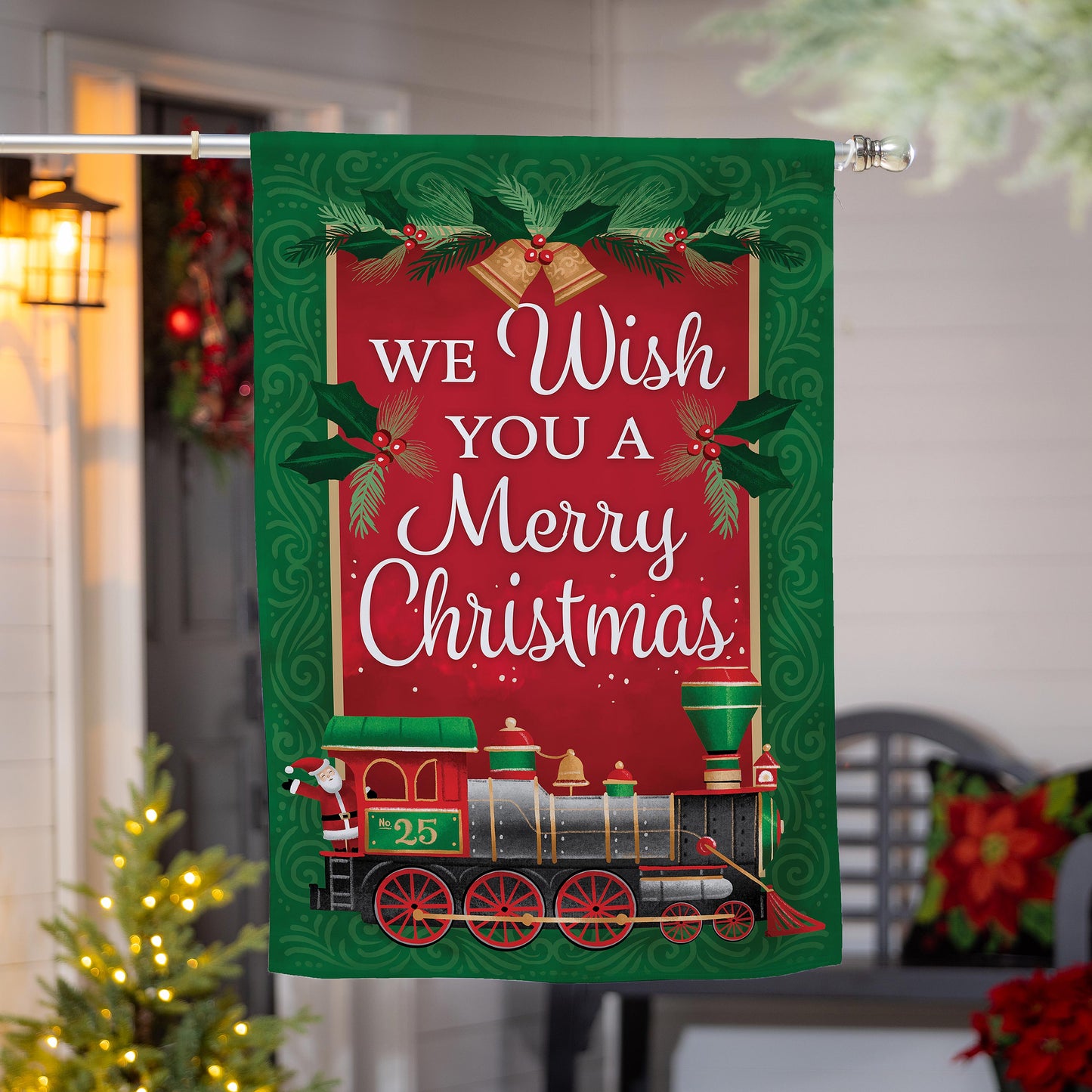 North Pole Express Printed/Applique House Flag; Polyester 28"x44"