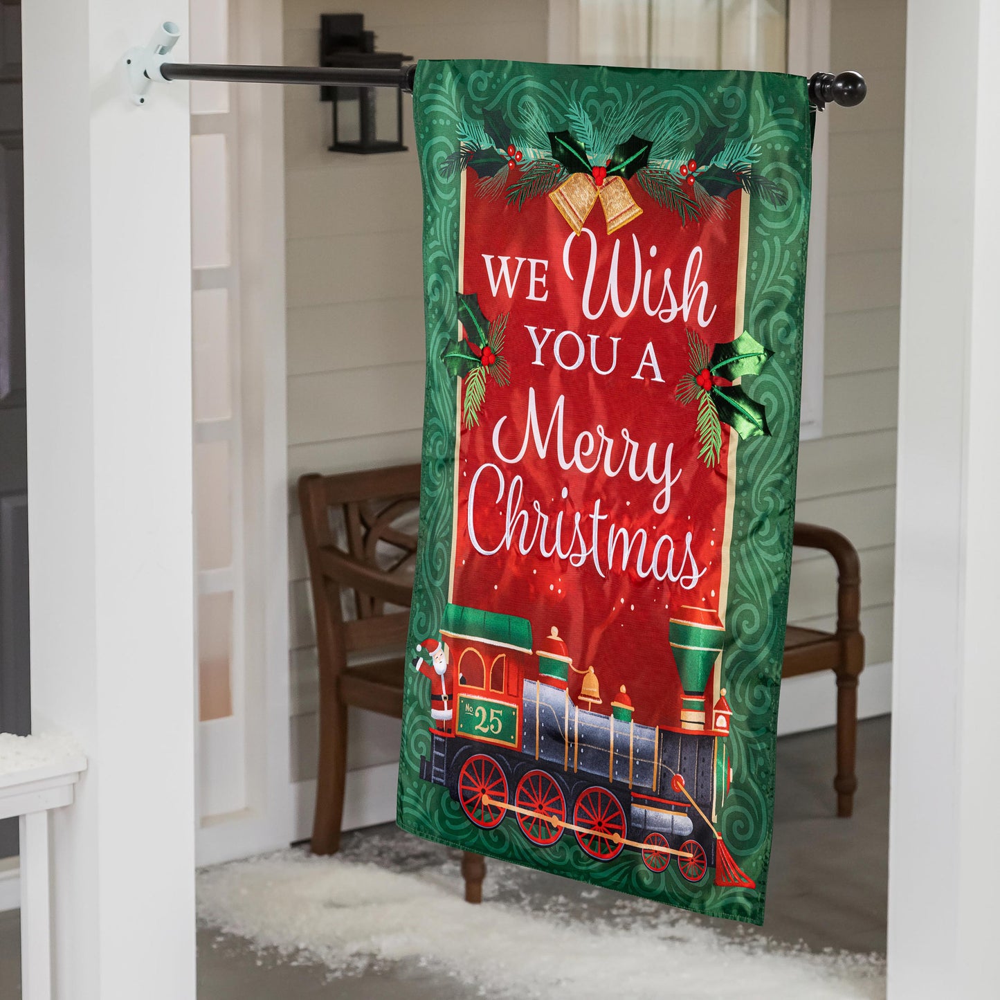 North Pole Express Printed/Applique House Flag; Polyester 28"x44"
