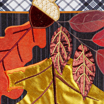 Welcome Autumn Leaves Printed/Applique House Flag; Polyester 28"x44"