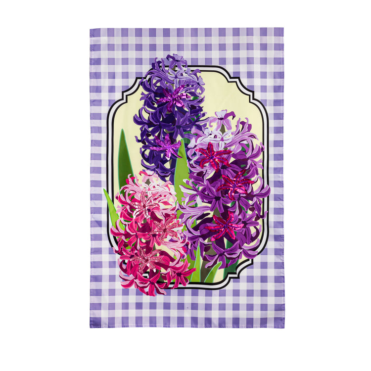 Spring Hyacinths Applique House Flag; Polyester 28"x44"