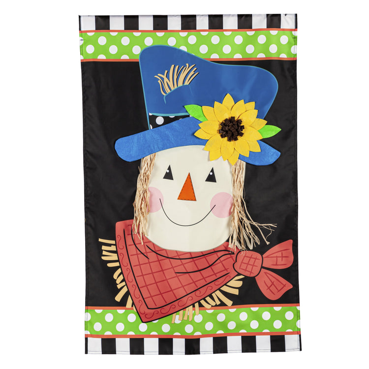 Scarecrow Friend Printed/Applique House Flag; Polyester 28"x44"