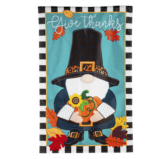 Pilgrim Gnome Printed/Applique House Flag; Polyester 28"x44"