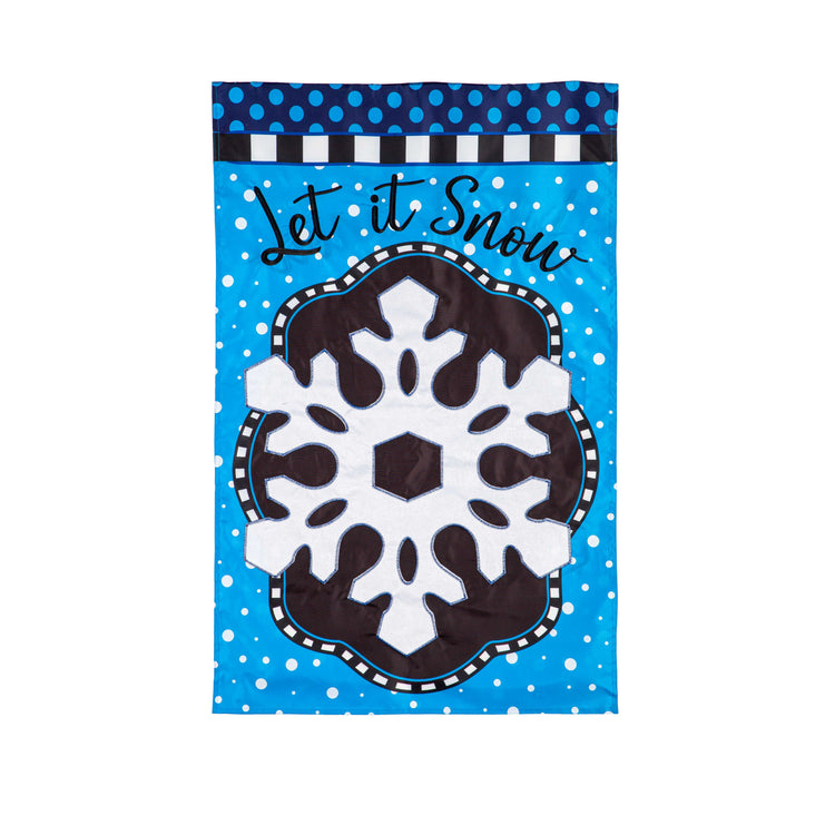 Patterned Snowflake Printed/Applique House Flag; Polyester 28"x44"