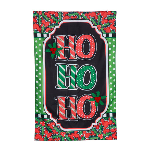 Ho Ho Ho Printed/Applique House Flag; Polyester 28"x44"
