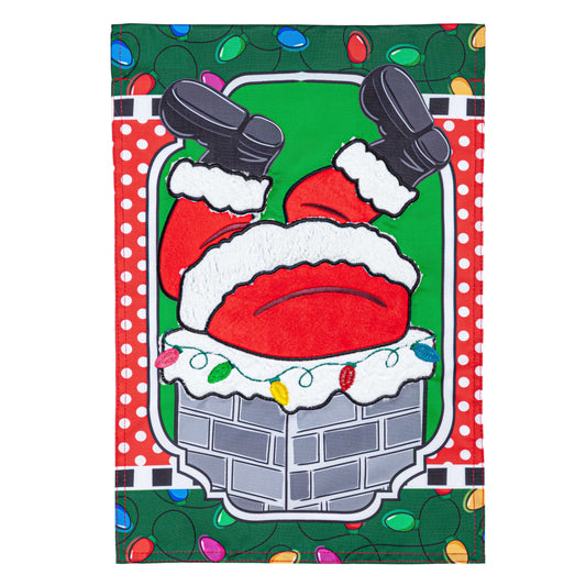 Santa's Coming Down the Chimney House Flag