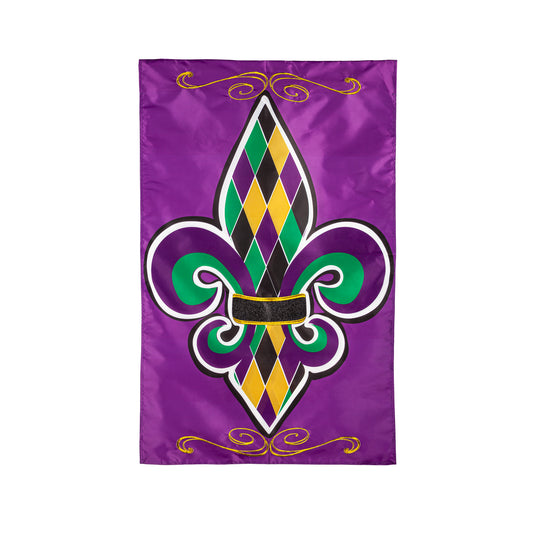 Fleur de Lis Printed/Applique House Flag; Polyester 28"x44"