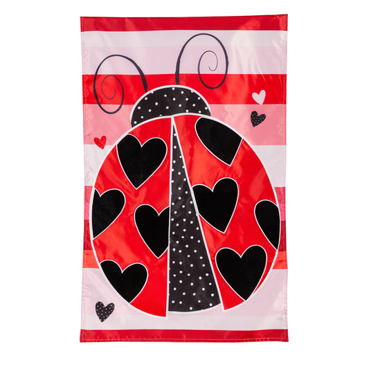 Love Bug Printed/Applique House Flag; Polyester 28"x44"