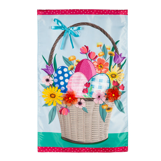 Easter Basket Printed/Applique House Flag; Polyester 28"x44"