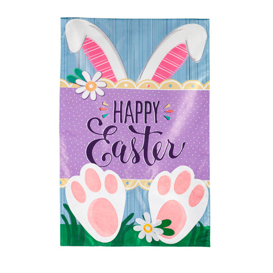 Happy Easter Bunny Printed/Applique House Flag; Polyester 28"x44"