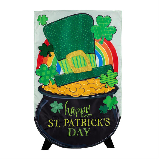 End of the Rainbow Printed/Applique House Flag; Polyester 28"x44"