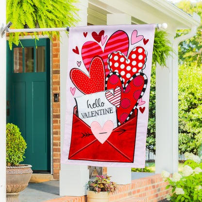 Sending Love Valentine's Day Printed/Applique House Flag; Polyester 28"x44"