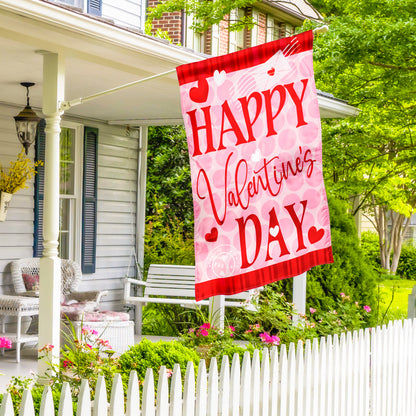 Happy Valentine's Day Hearts Applique Garden Flag; Polyester