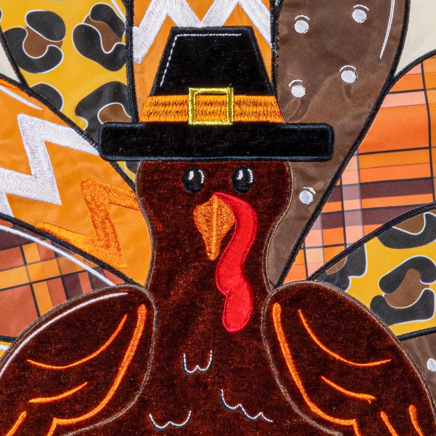 Give Thanks Patterned Turkey Printed/Applique Garden Flag; Polyester 12.5"x18"