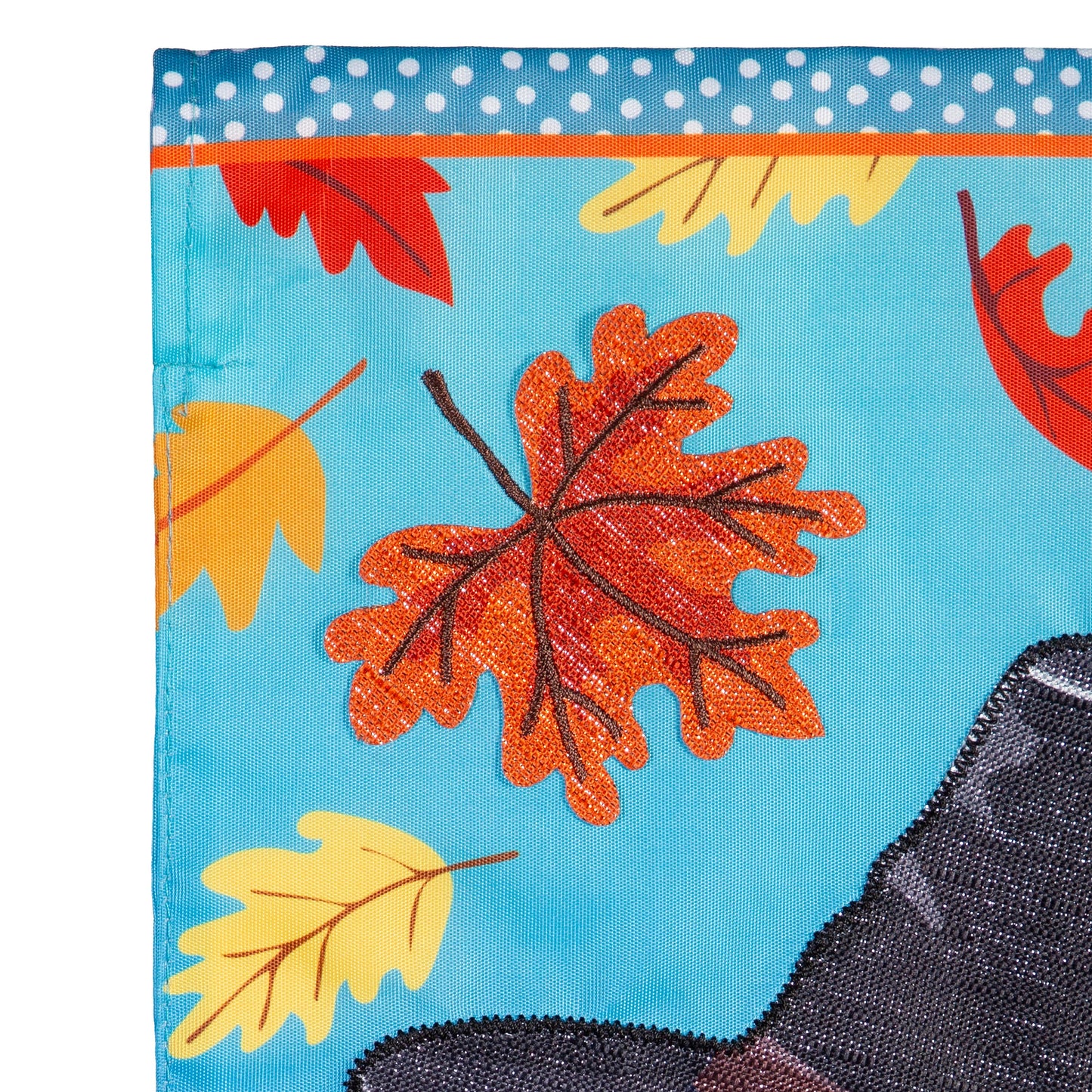 Turkey Time Applique Garden Flag; Polyester 12.5"x18"