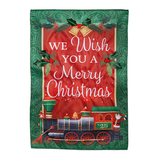 North Pole Express Applique Garden Flag; Polyester 12.5"x18"