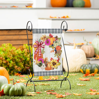 Wreath of Gourds Applique Garden Flag; Polyester 12.5"x18"