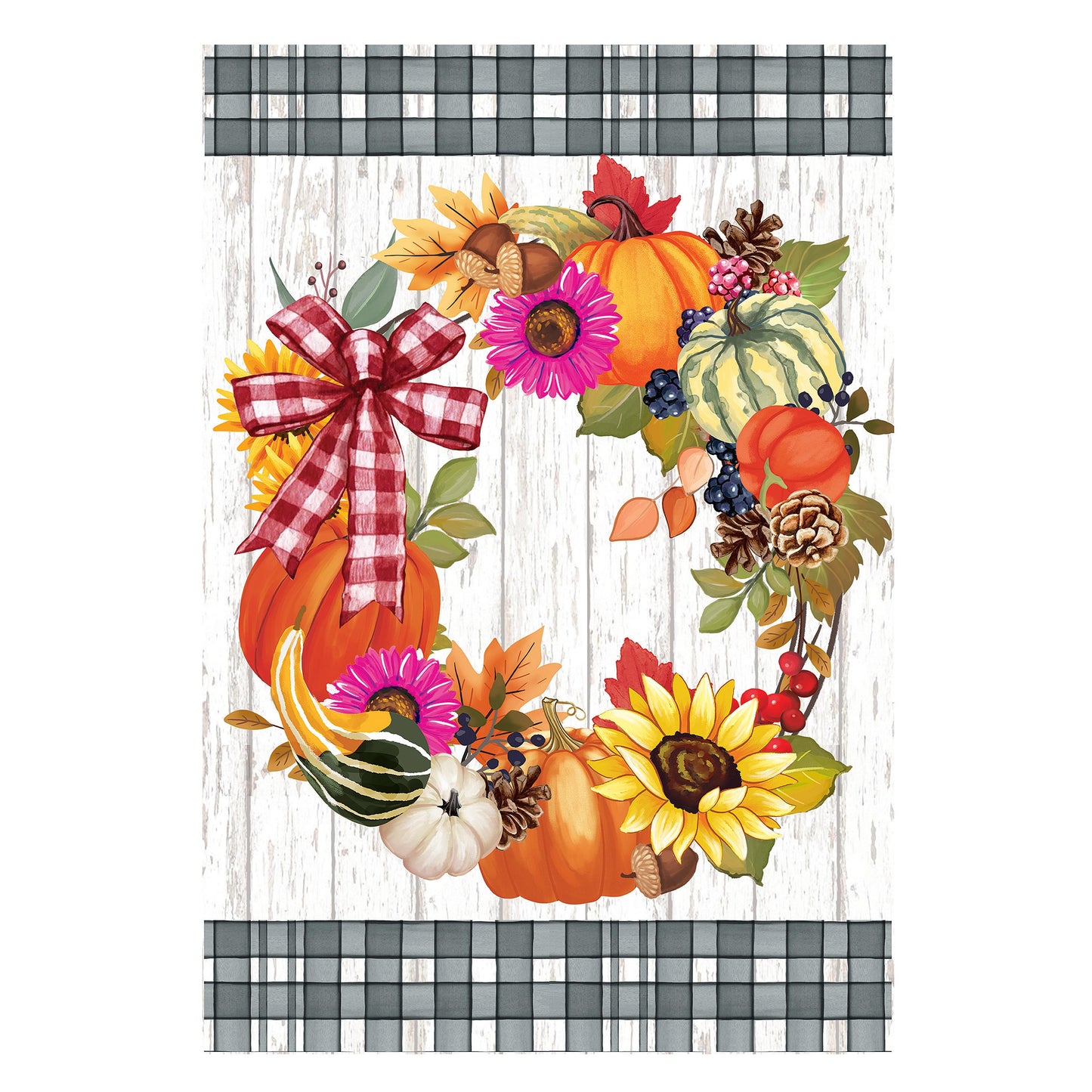 Wreath of Gourds Applique Garden Flag; Polyester 12.5"x18"