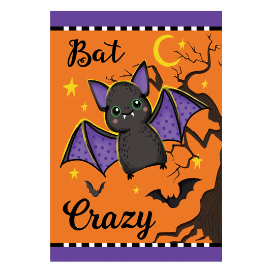 Gone Batty Applique Garden Flag; Polyester 12.5"x18"