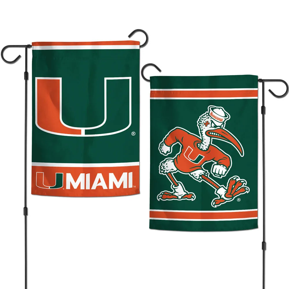 12.5"x18" University of Miami Hurricanes 2-Sided Garden Flag; Polyester