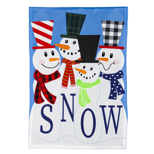 Snow Friends Applique Garden Flag; Polyester 12.5"x18"