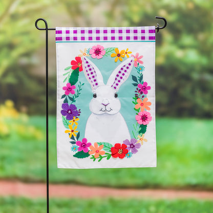 Gingham Bunny Garden Flag; Polyester 12.5"x18"